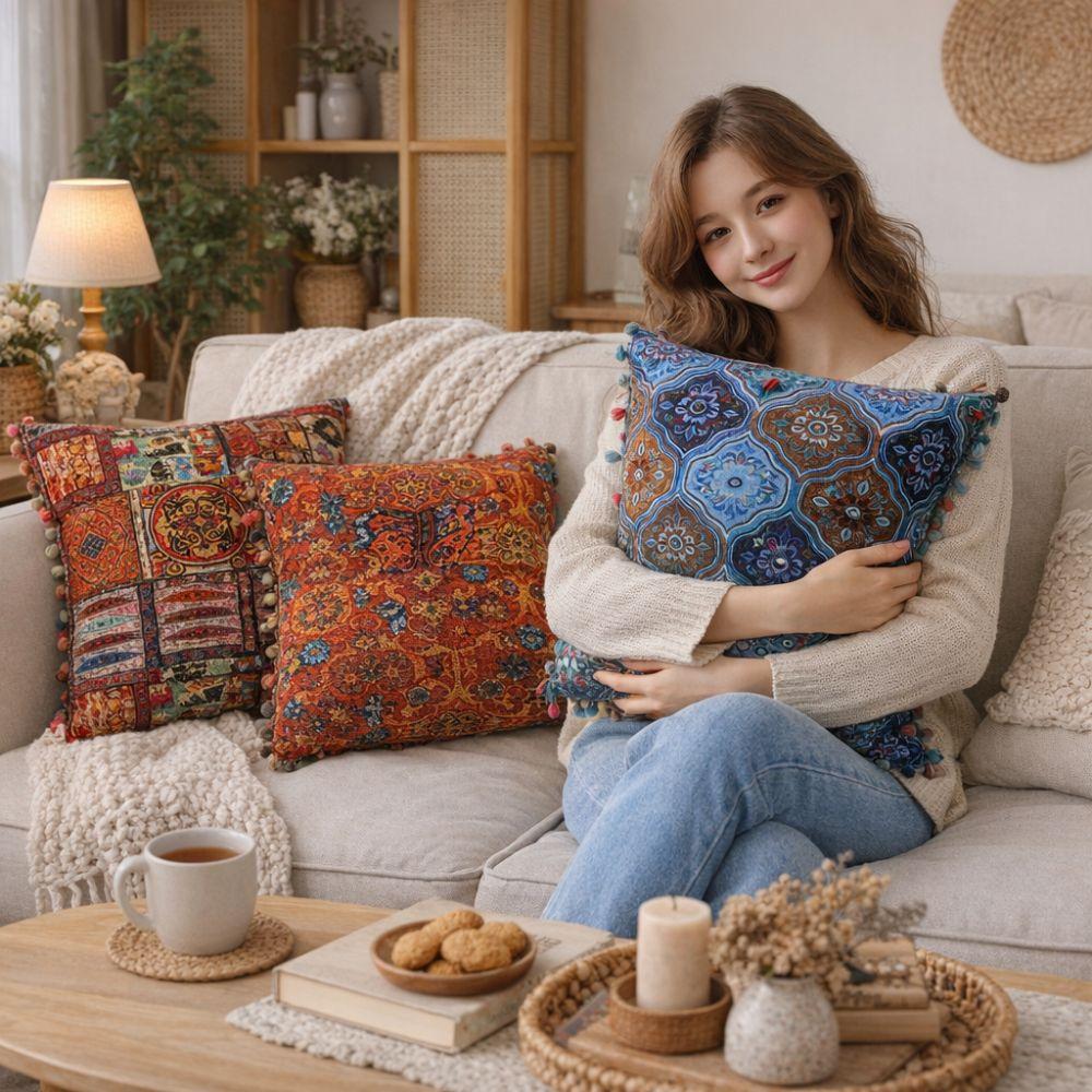 Retro Ethnic Style Cushion Super Soft Throw Pillows Household Decorative Cushion  Living Room Decor