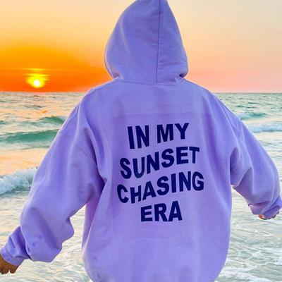 In My Sunset Chasing Era Prints Womens Cotton Sweatshirts Personality Street Hip Hop Hoodies All-math Casual Female Long Sleeves