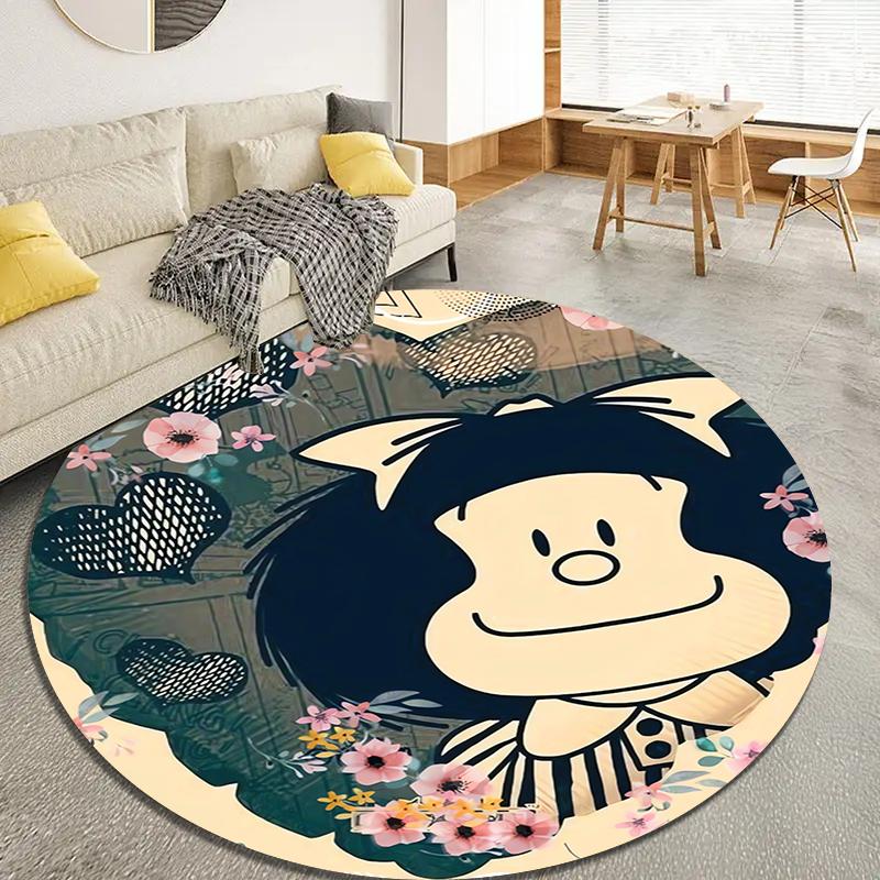 

Mafalda Cartoon Round Area Rug,Carpet Rug for Living Room Bedroom Sofa Playroom Decor,Non-slip Floor Mat Q0023 80cmx80cm