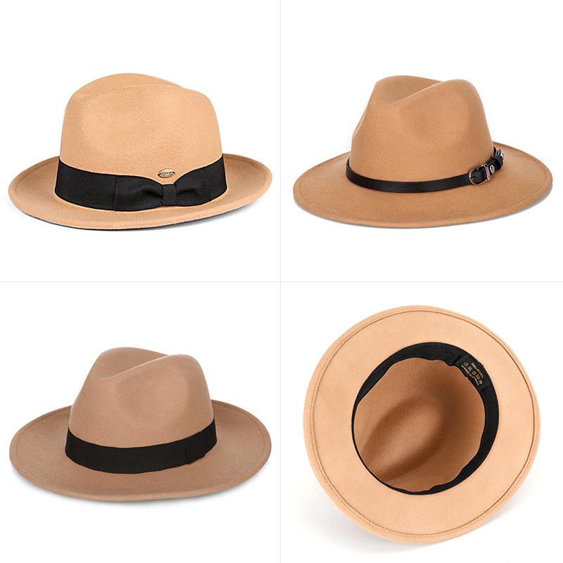 Zylinderhut aus Wolle mit großer Krempe und breiter Kante, Jazzhut, Cowboyhut, britischer Gentleman-Hut, Herbst und Winter, bequemer, modischer, warmer Filzhut