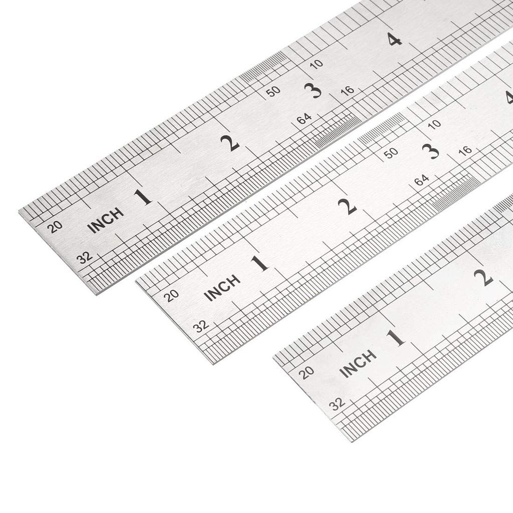 uxcell Straight Ruler Inch Metric Stainless Steel Measuring Ruler Tool with Hanging Hole 1 Set 50cm 60cm (3 Pieces)