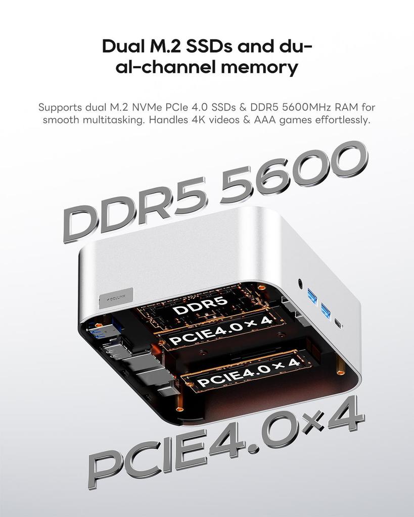 AOOSTAR MACO AMD Ryzen AI HX 470 Mini PC with 32GB LPDDR5 RAM 1TB NVME SSD, Mini Computer Computer, OCULINK/2 USB4