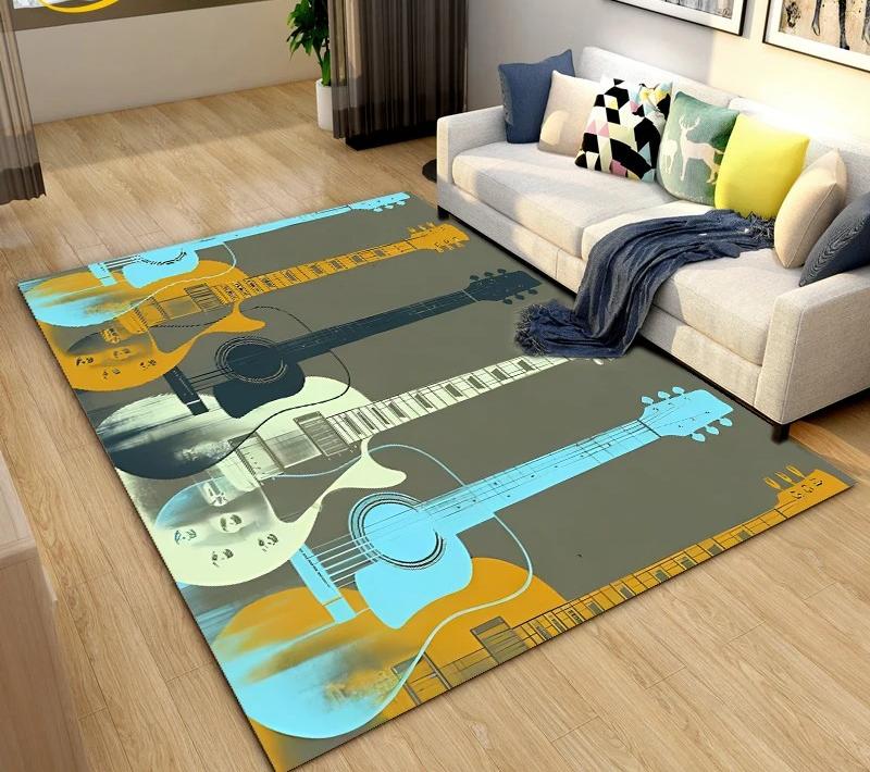 Klassische E-Gitarre Bass Teppich Schlafzimmer Zuhause Weiche Matte Waschbar Wohnzimmer Dekoration Flur Ankleidezimmer Couchtisch Teppich
