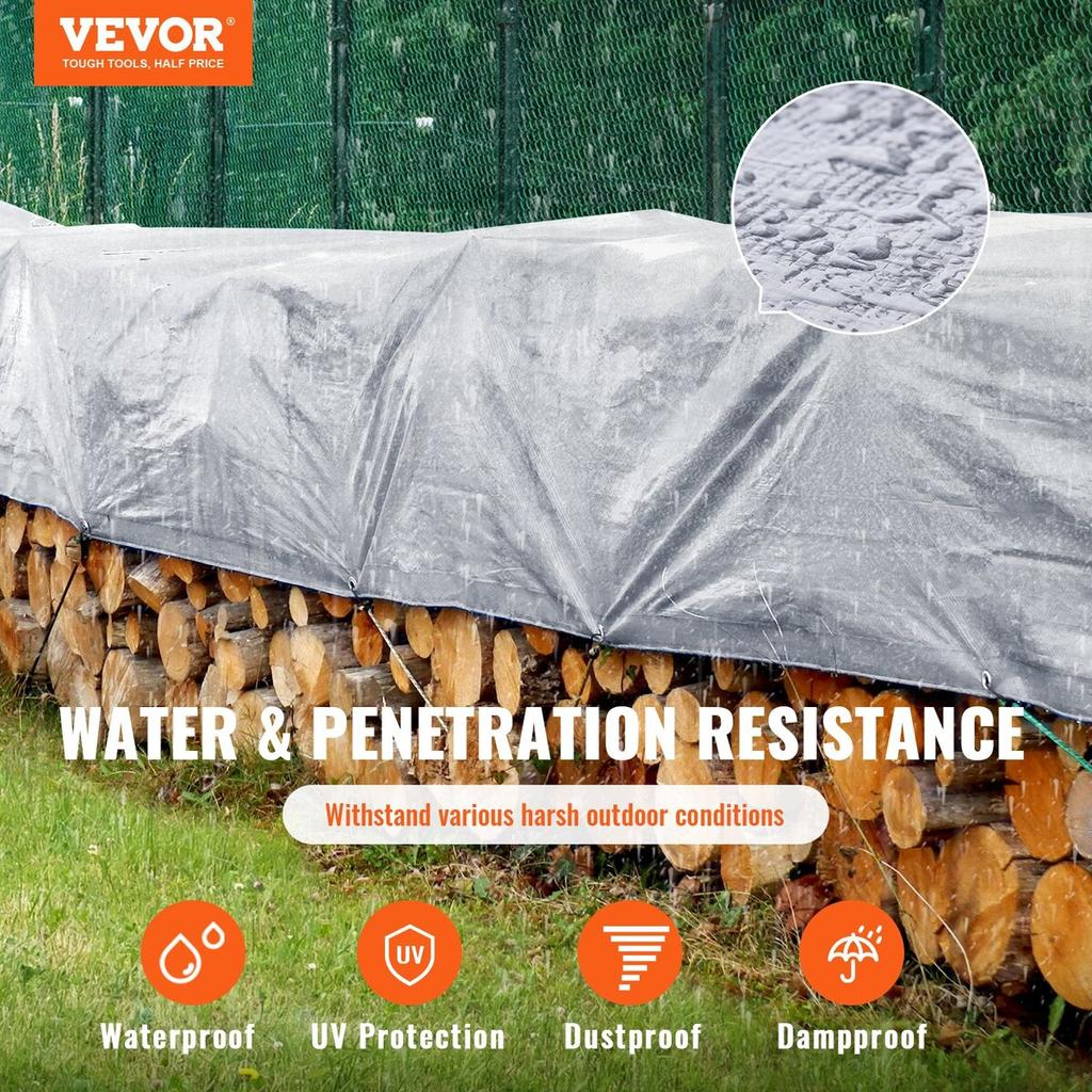Tarp Waterproof 20x30 ft, Plastic Poly Tarp Cover 10 Mil, Multi Purpose Tear UV and Temperature Resistant Outdoor Tarpaulin with High Durability