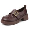 British Fashion Women's Loafers 2025 Autumn New Soft Leather Round Head Platform Shoes Thick Heel Retro Small Leather Shoes