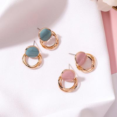 Woman Sweet Style Circle Shaped Hollow Design Geometric Multi-layer Fashion Earrings