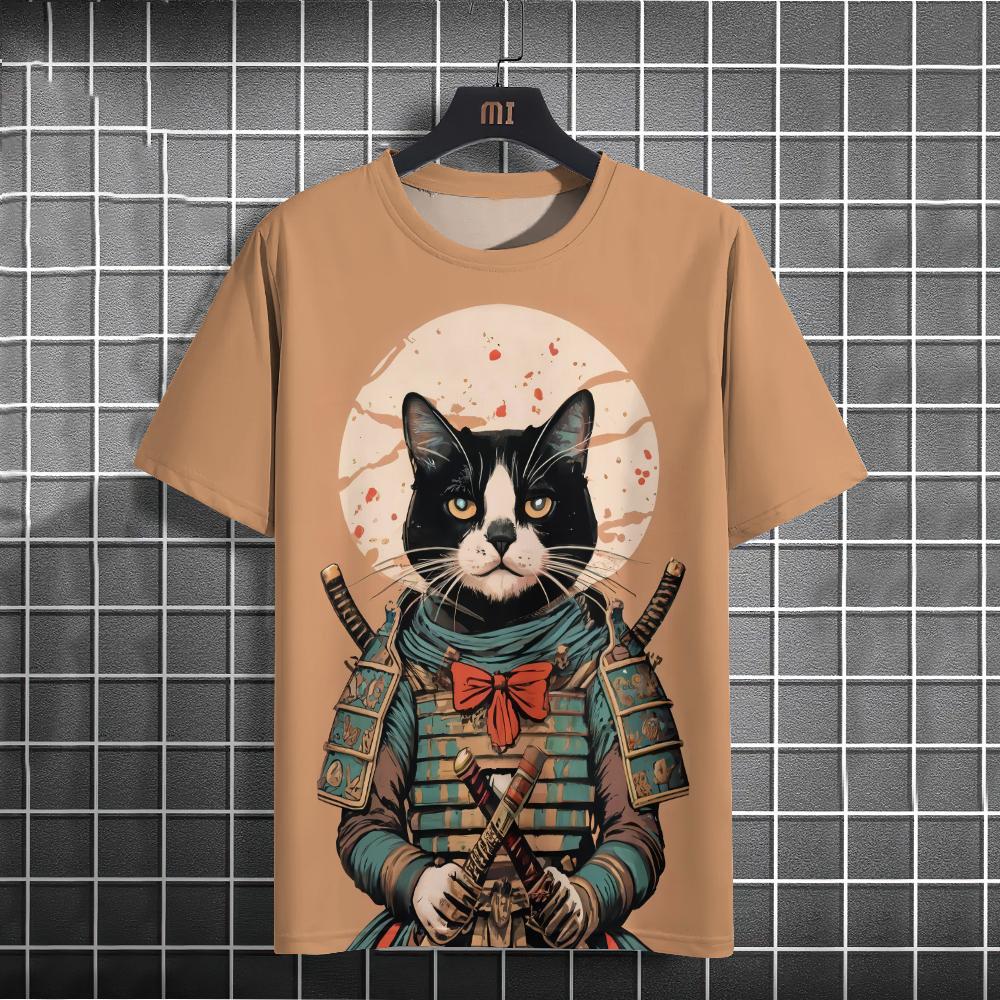 

Футболка с японским аниме-самураем для мужчин, 3D-принт с животными, футболки с короткими рукавами, повседневная футболка, винтажная рубашка, мужская ретро-одежда 5XL
