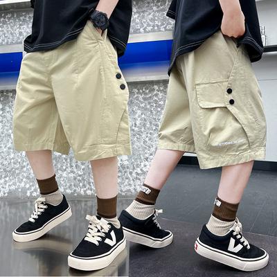 Îmbrăcăminte pentru copii, Pantaloni scurți pentru băieți, Secțiune subțire de vară, Salopetă pentru băieți, Pantaloni casual pentru copii cu lungime până la genunchi, Pantaloni pentru copii mari, Vară