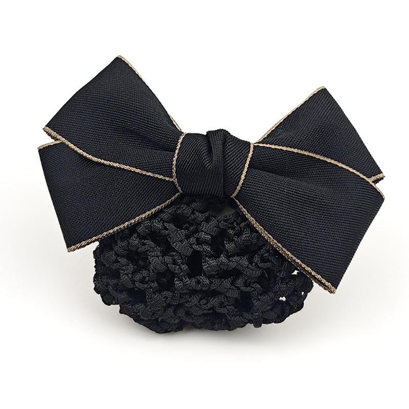 Nurse Stewardess Hair Accessories Bowknot Stripe Net Bun Hair Cover Women Barrette Net Bun Crochet Net Bun Snood