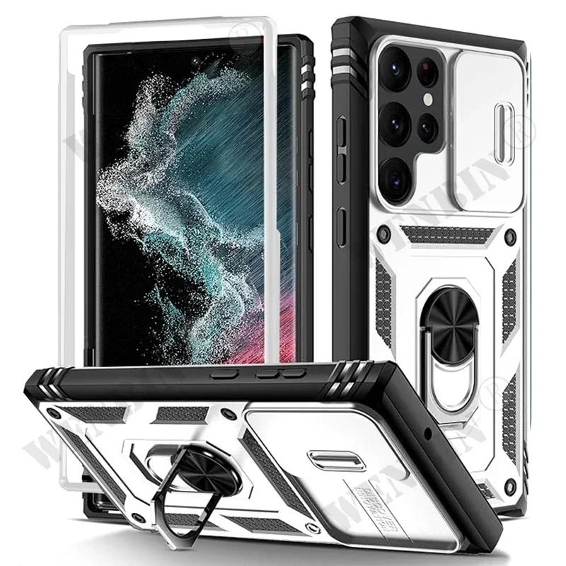 

Case For Samsung S25 Ultra S24 S23 S22 Plus S24 FE A56 A55 A36 A35 A15 A16 5G Heavy Duty with Camera 360 Degree Kickstand Cover Samsung S23 Ultra белый