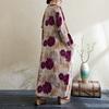DIMANAF 2025 Women Plus Size Long Dress Loose Printing Vintage Casual Floral Oversize Long