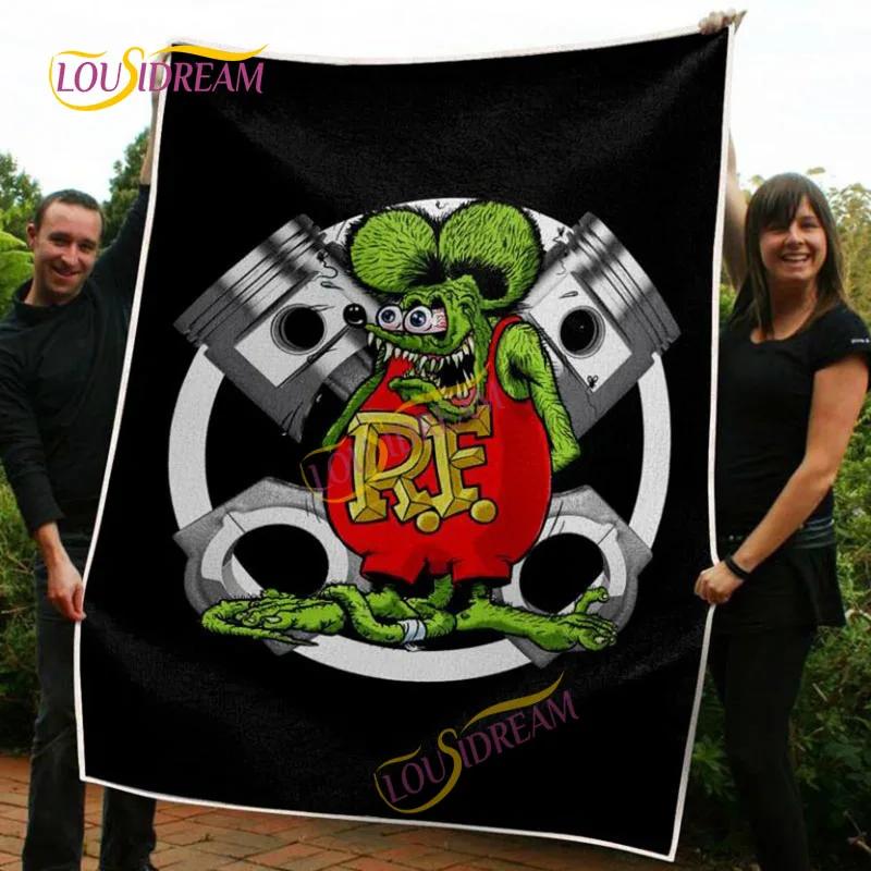 Portable Multifunctional Children's holiday birthday Gift Cartoon Rat Fink Cute Home Bedroom decoration Warm Sherpa blanket