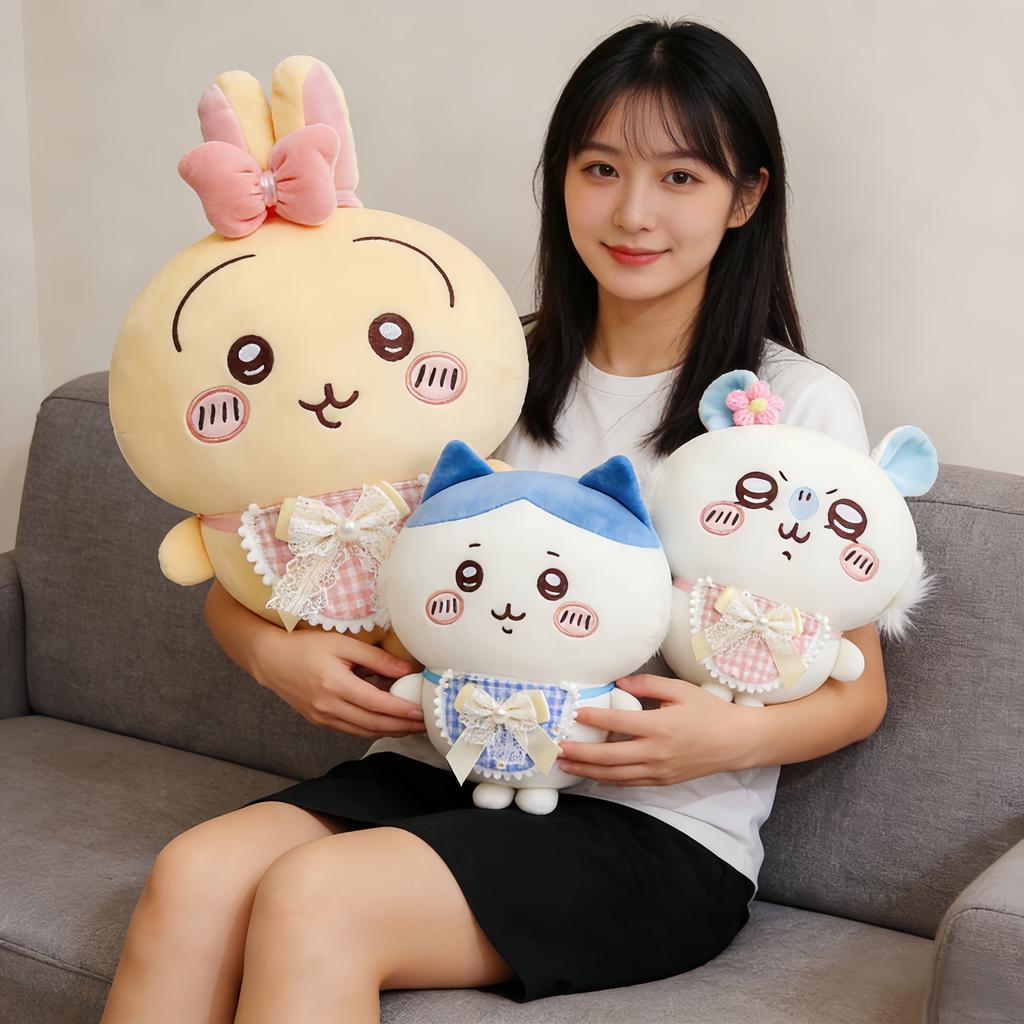 Cute Hachiware Plushies Usachi Wear Clothes Usagi Plush Toy Adorably Chiikawa Hachi Self-deprecating Bear Stuffed Doll Kids Gift