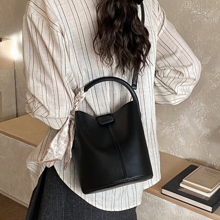 Lychee Pattern Bucket Bag Women's Hand Shoulder Messenger Bag