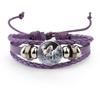 Bracciale in Pelle Intrecciata Multistrato con Motivo Animale Cavallo e Cabochon in Vetro Resina Gioielleria