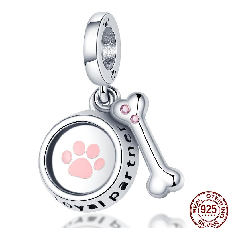 Copper Pink Puppy Flower Bird Pink Charm Beads Suitable For 3Mm Original Bracelet Diy Jewelry Gift