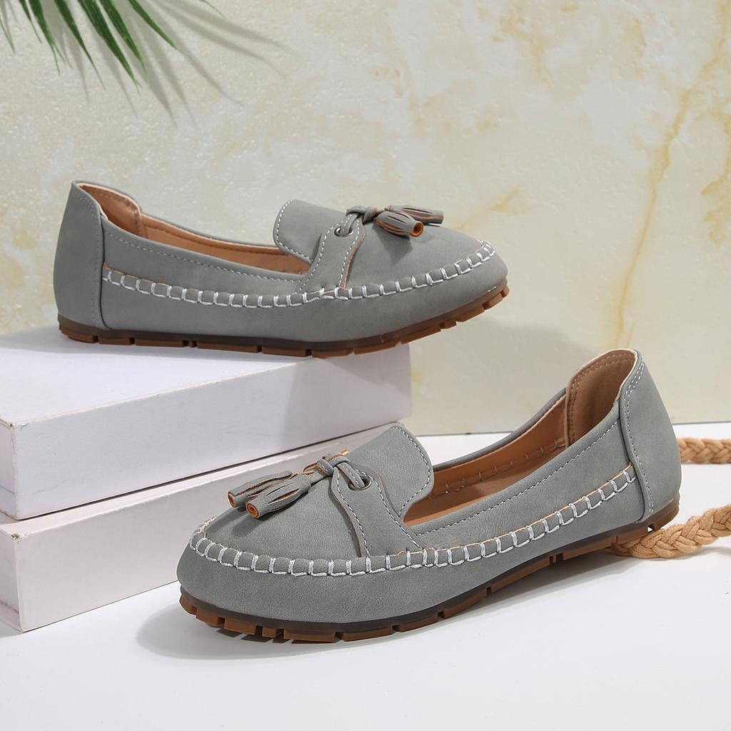 Quasten Doudou Schuhe Damen neue einpedalige lässige Lederschuhe Quasten weichbesohlte Schuhe Damen