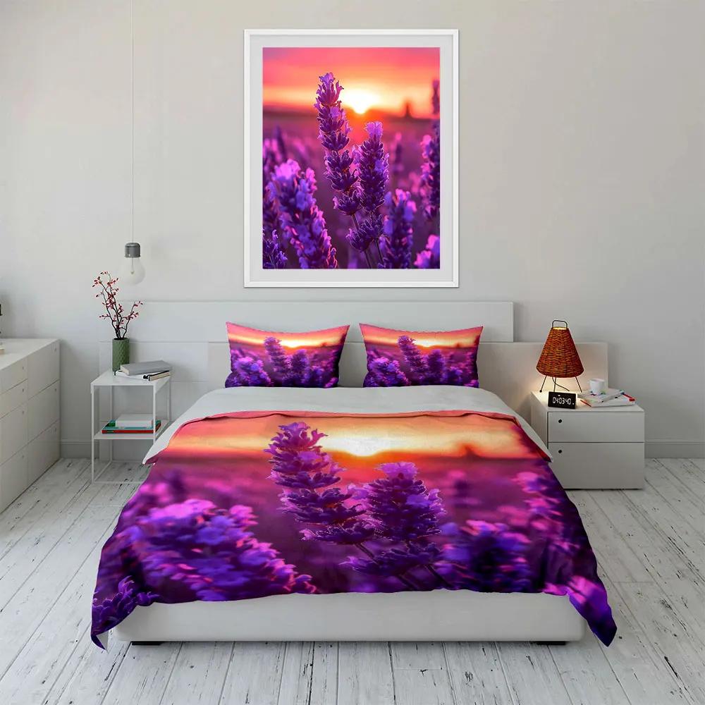 Lavender Sunset Decor Set Soft Comfortable Duvet Cover Bedding Set Included 1*Duvet Cover & 2*Pillowcases gift