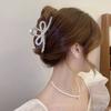 Women Hair Grip Bow Shape Shiny Rhienstone Hollow Out Strong Claw Anti-slip Hair Organization Decoration Exquisite Lady Hair Clamp Hair Claw