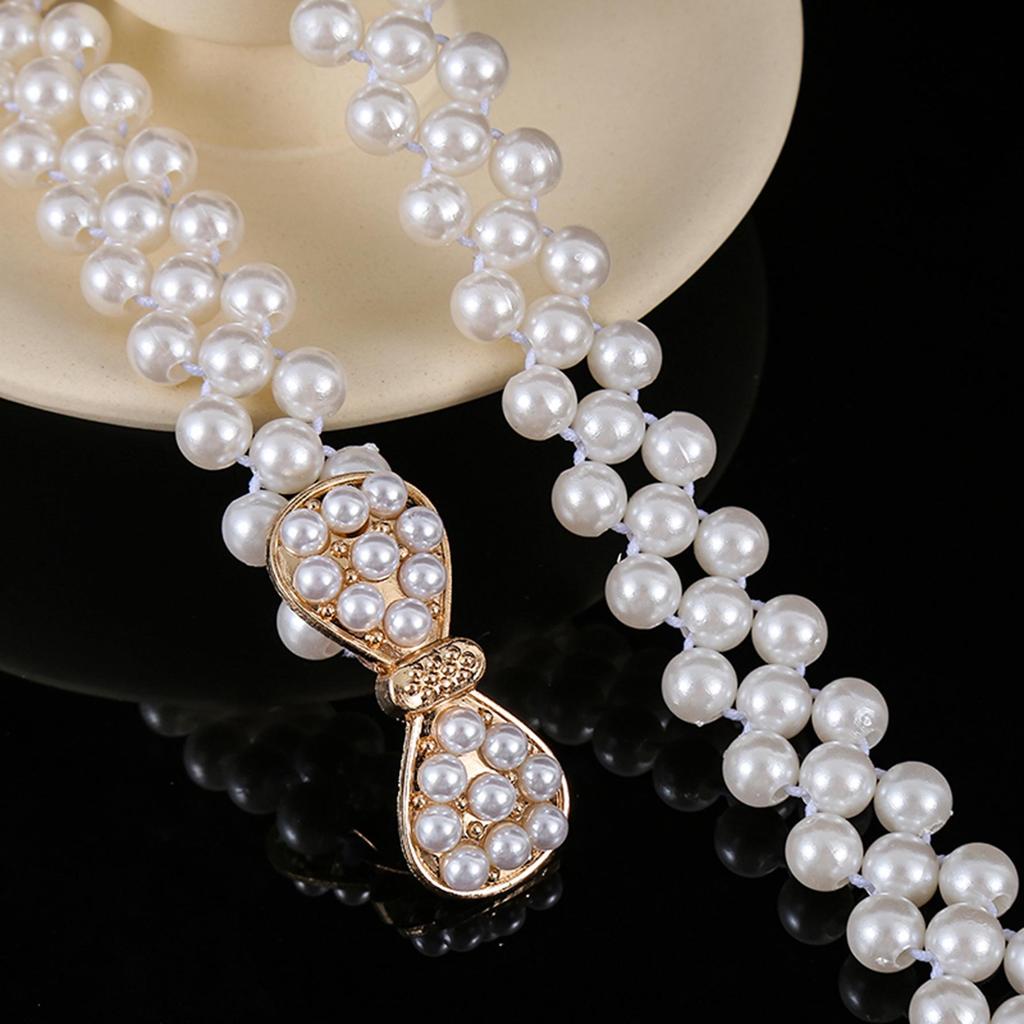 "Korean Style Rhinestone Pearl Waist Chain for Women – Fashionable, Sweet, Elastic Belt"