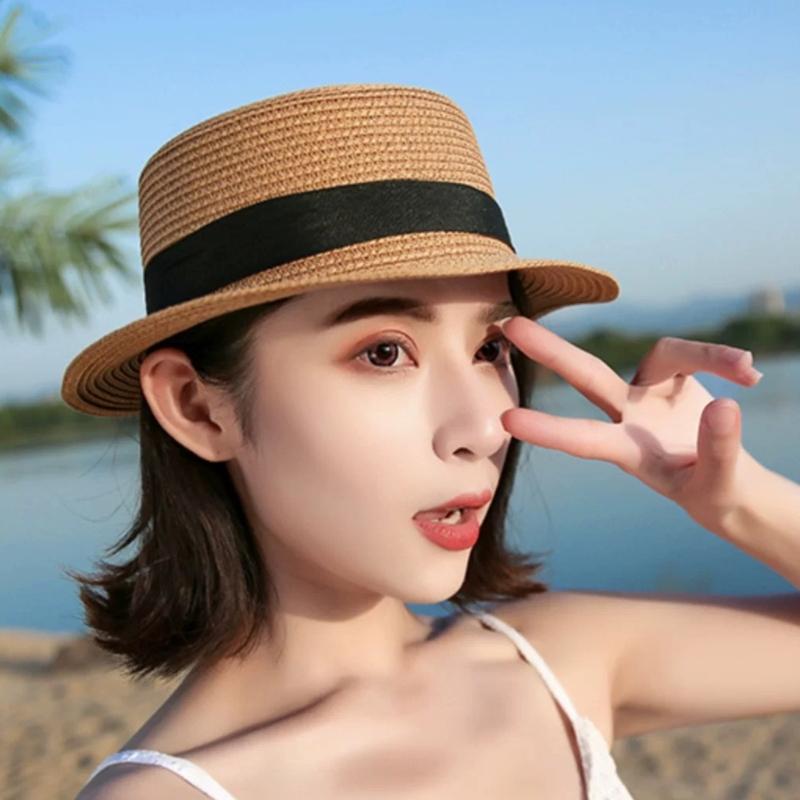 Elegant Straw Hat With Bows Detail Comfortable Women's Straw Garden Headwear For Bridal Party Church Occasion