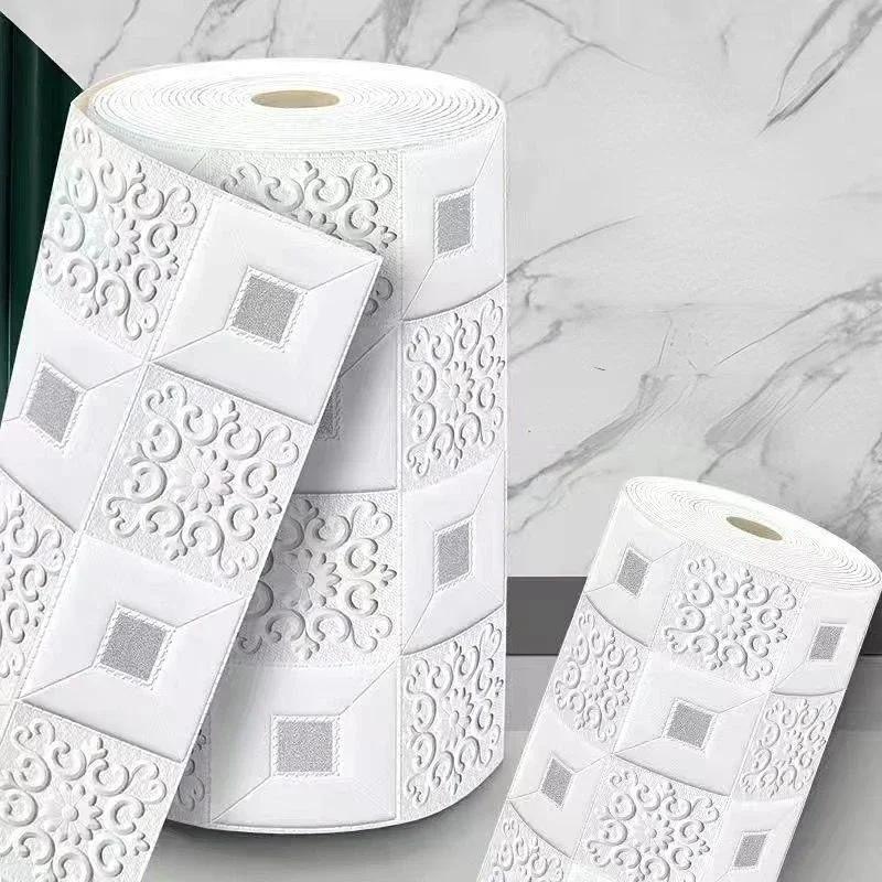 3D Soft Foam Brick Wallpaper Sticker Roll DIY Self Adhesive Living Room Home Kitchen Bathroom Decorative Wall Paper