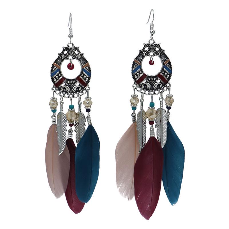 Bohemian Long Tassel Feather Earrings - Trendy Douyin-Inspired Design for Women