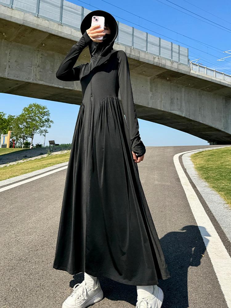 Long full body sunscreen clothes women's 1011 new summer UV protection ice silk sunscreen clothes cardigan long dress dress