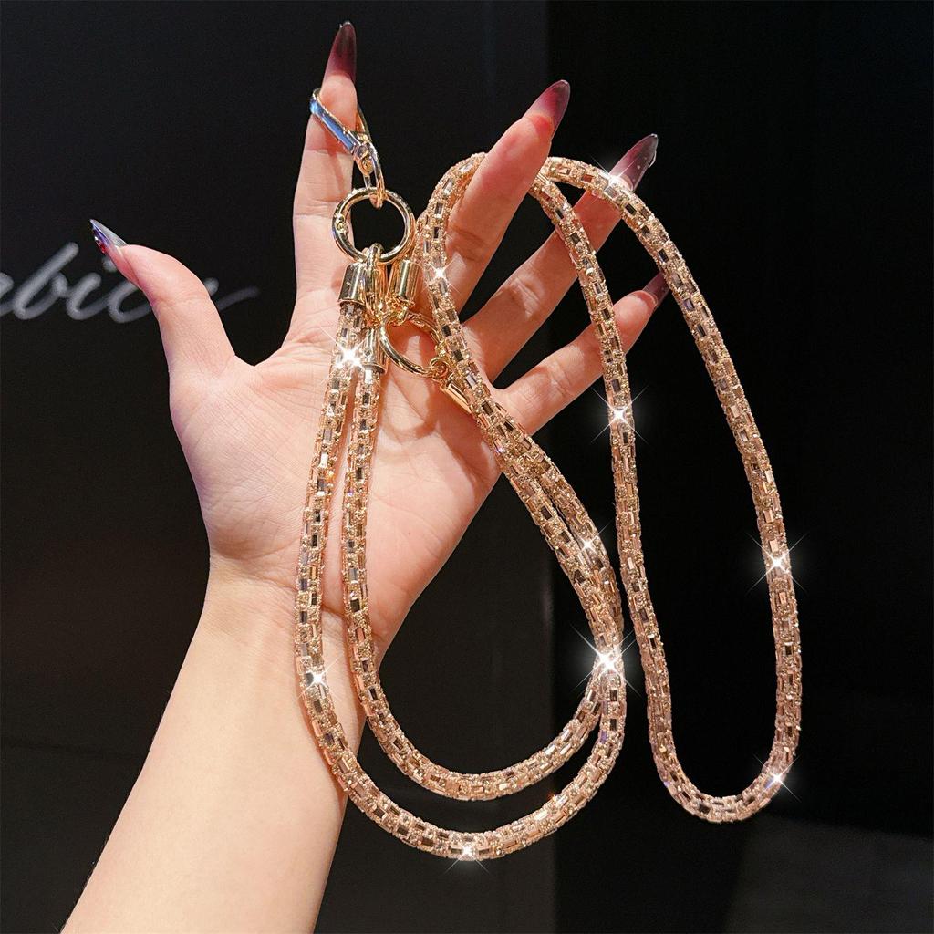 Hot Sale Fashionable 3-in-1 Rhinestone Crossbody Lanyard: Wear as Bracelet or Necklace with Long & Short Multifunctional Chain