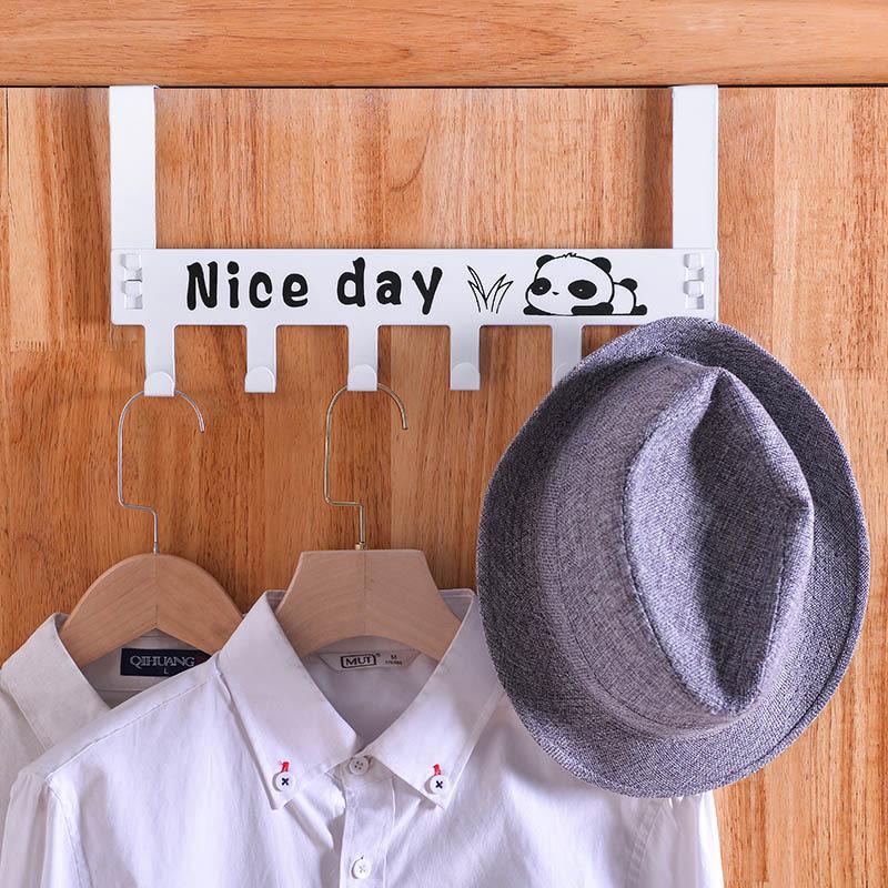 

Вешалка для одежды Nail Free Traceless 6 Hook Back The Door, вешалка для пальто и шляпы, настенная вешалка для двери с изображением панды белый