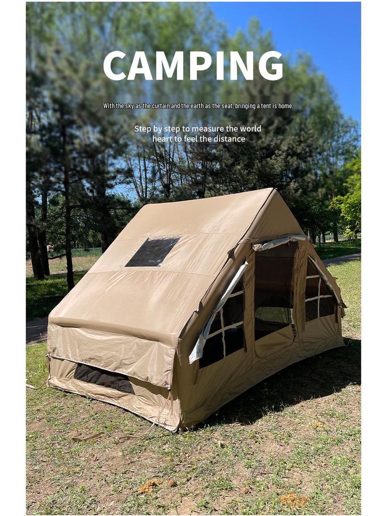 Inflatable Outdoor Camping Tent with Double Doors, Sun Protection, Canopy, and Ample Space for 3-5 People