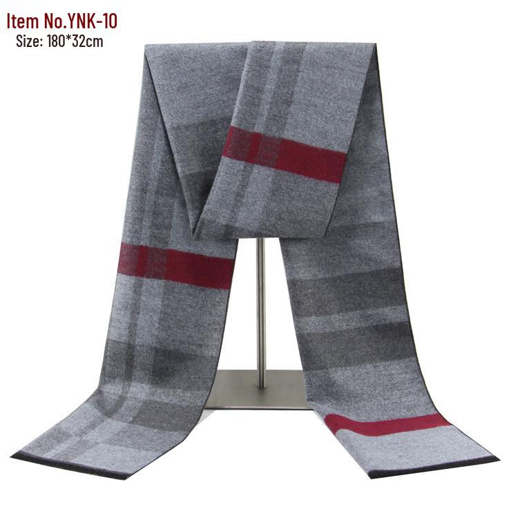2026 Men's Winter Warm Plaid Scarf - European & American Style, Imitation Cashmere, Long Scarf