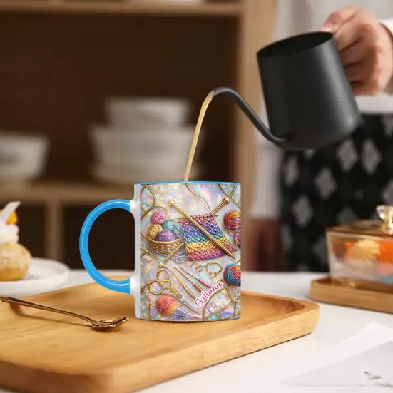 325/450ML Ferramentas de Tricô Costura Caneca de Café com Alça Cerâmica Resistente ao Calor Grande Capacidade Xícara para Beber Chá Leite Água Presente para Amante de Costura