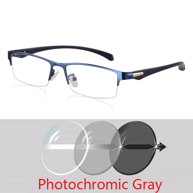 

Photochromic Reading Glasses Aspheric Hard Resin lense Reader Eyeglasses Half Metal Frame Presbyopia +1.0 +2 0