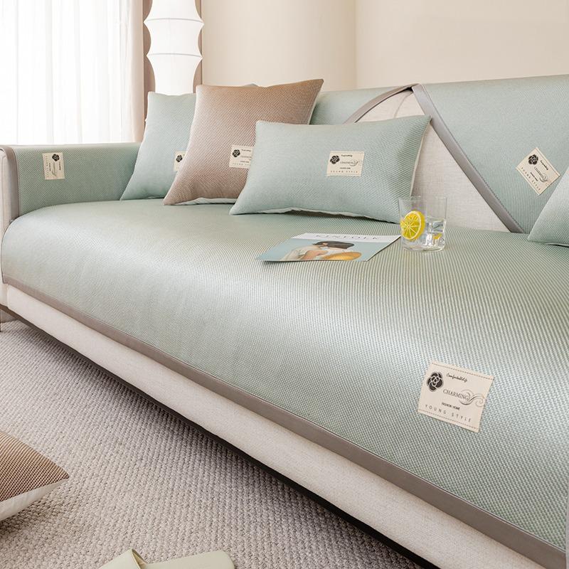 Summer Mat Sofa Cushion Simple Ice Silk Sofa Cover All-Inclusive Universal Non-Slip Sofa Seat Cushion Rattan Mat Cover