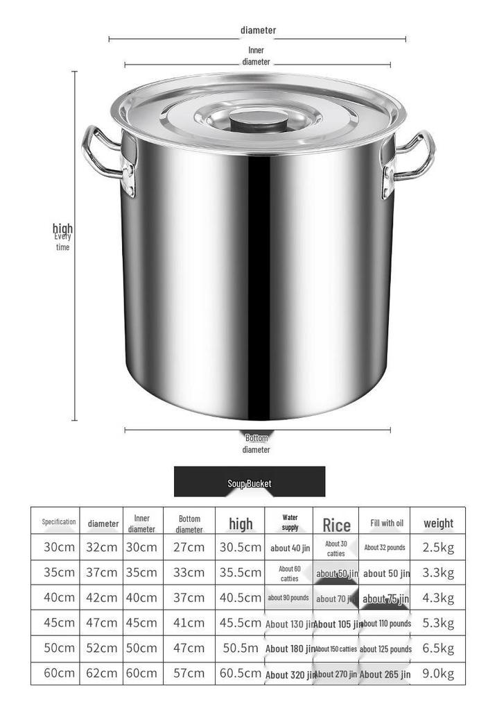 Large Capacity Stainless Steel Induction Soup Pot with Lid