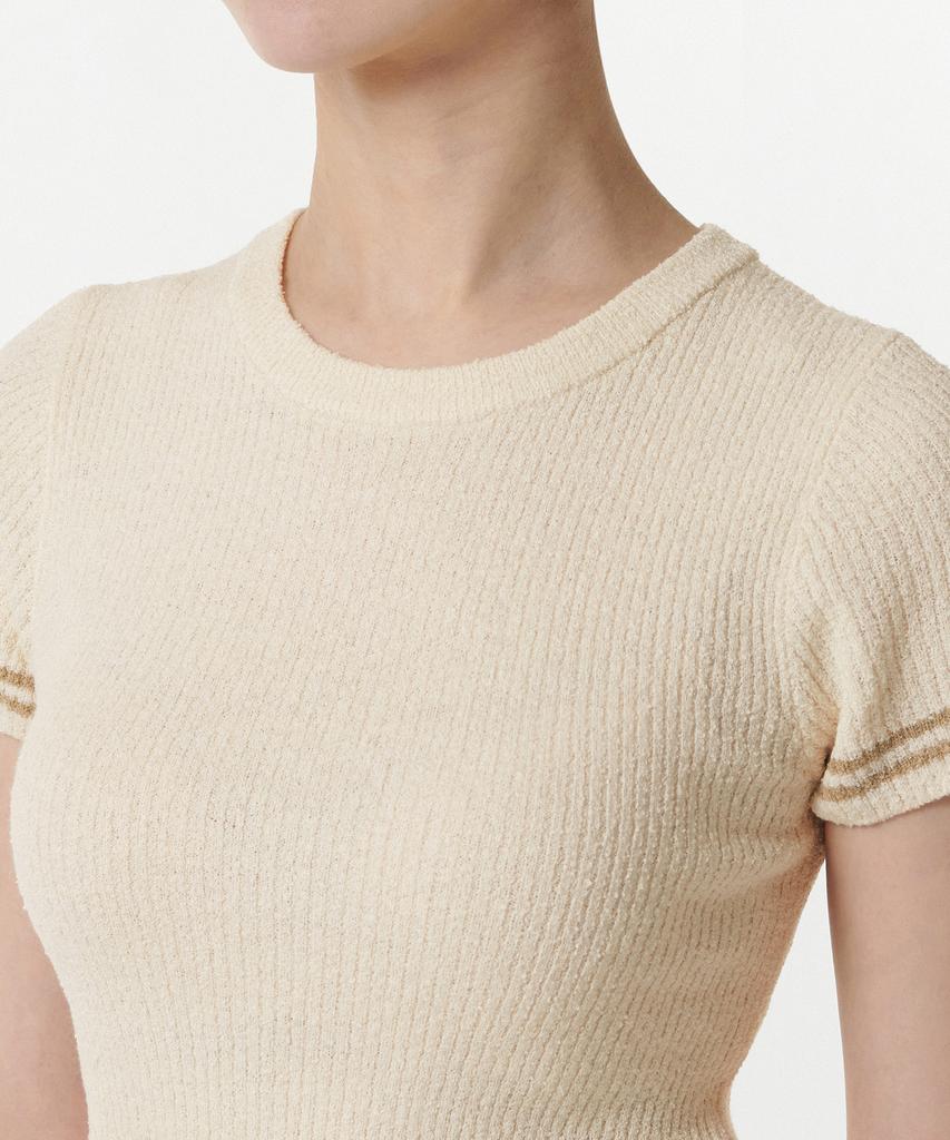 MUSINSA STANDARD WOMAN Women'S Ribbed Mini Boucle Tipping Short Sleeve Knit [Ivory]