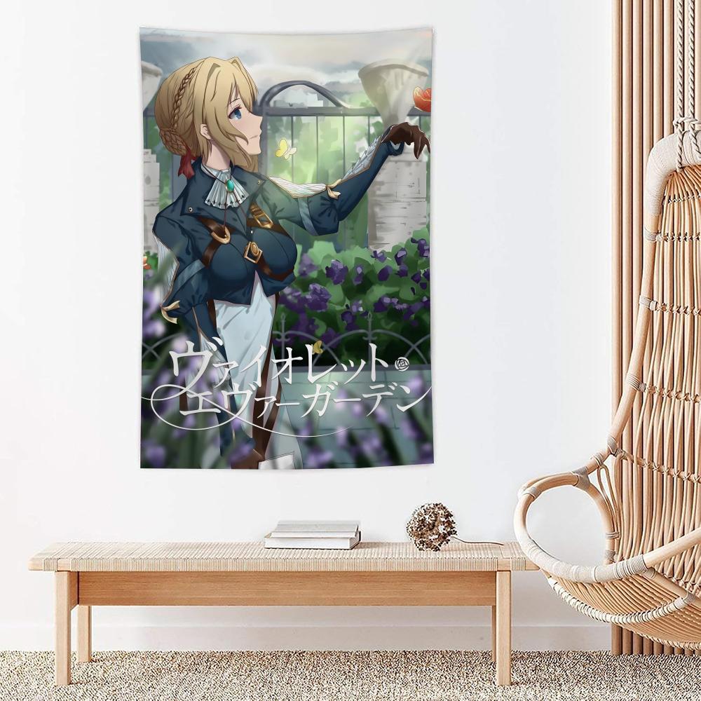 Anime VViolet Evergarden Tapestry Microfiber Wall Hanging For Bedroom Living Room Decor Outdoor Festival Garden Bar Background