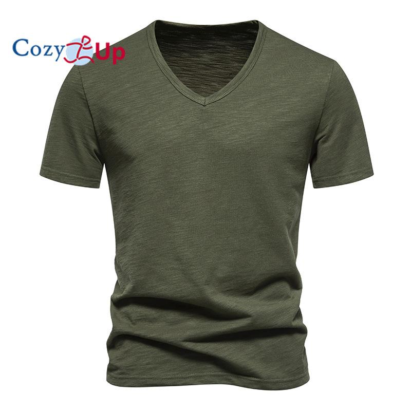 Мужские футболки Cosy Up с V-образным вырезом — повседневные стильные футболки для мужчин XXL армия зеленый