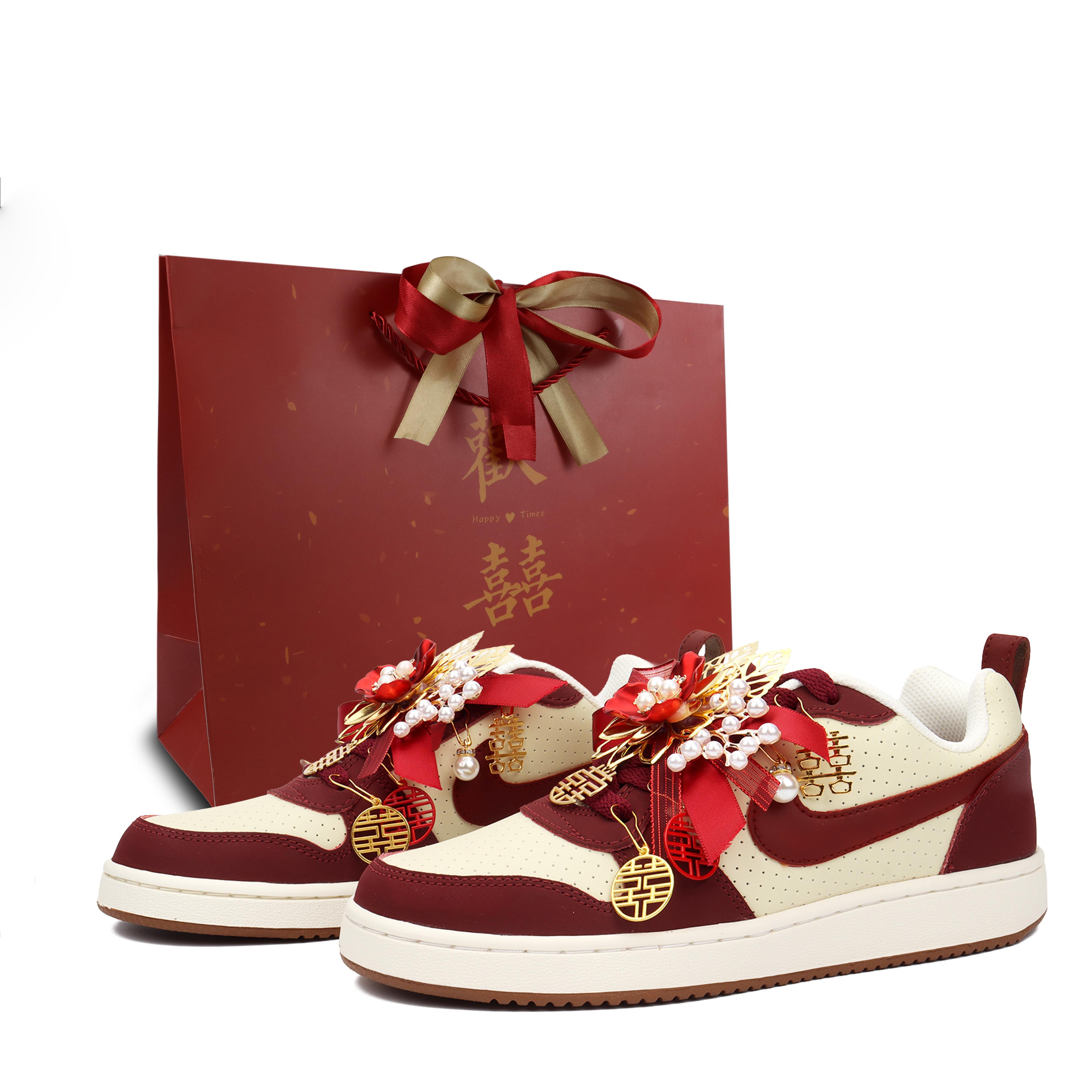 

Nike Court Borough Joyful Height Increasing Low top Skateboard Shoes Women s Burgundy IB4695-221(Team900-) 36