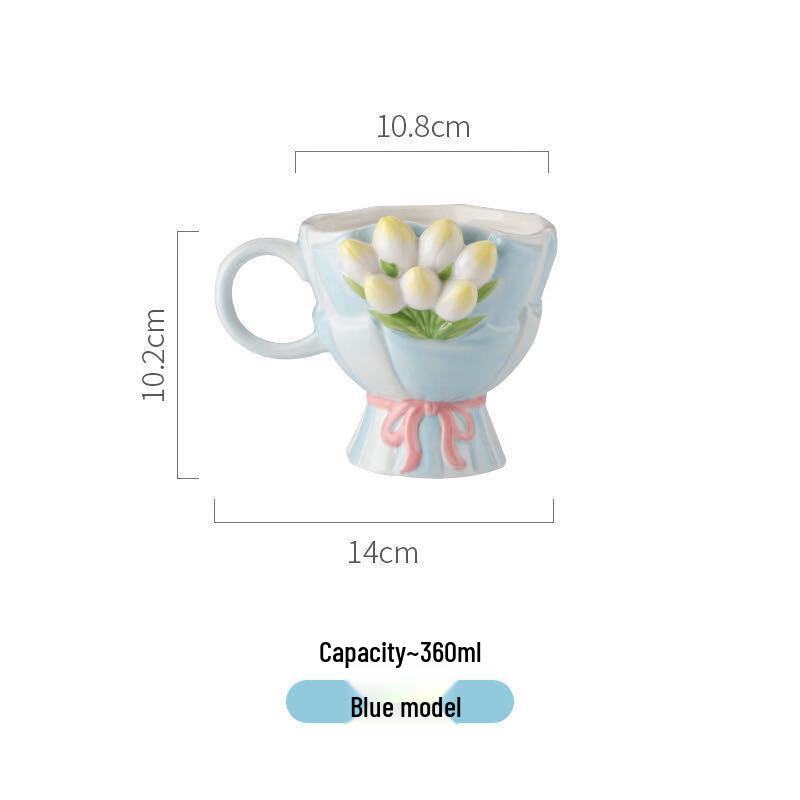 

Hand-Painted Embossed Tulip Ceramic Coffee Mug