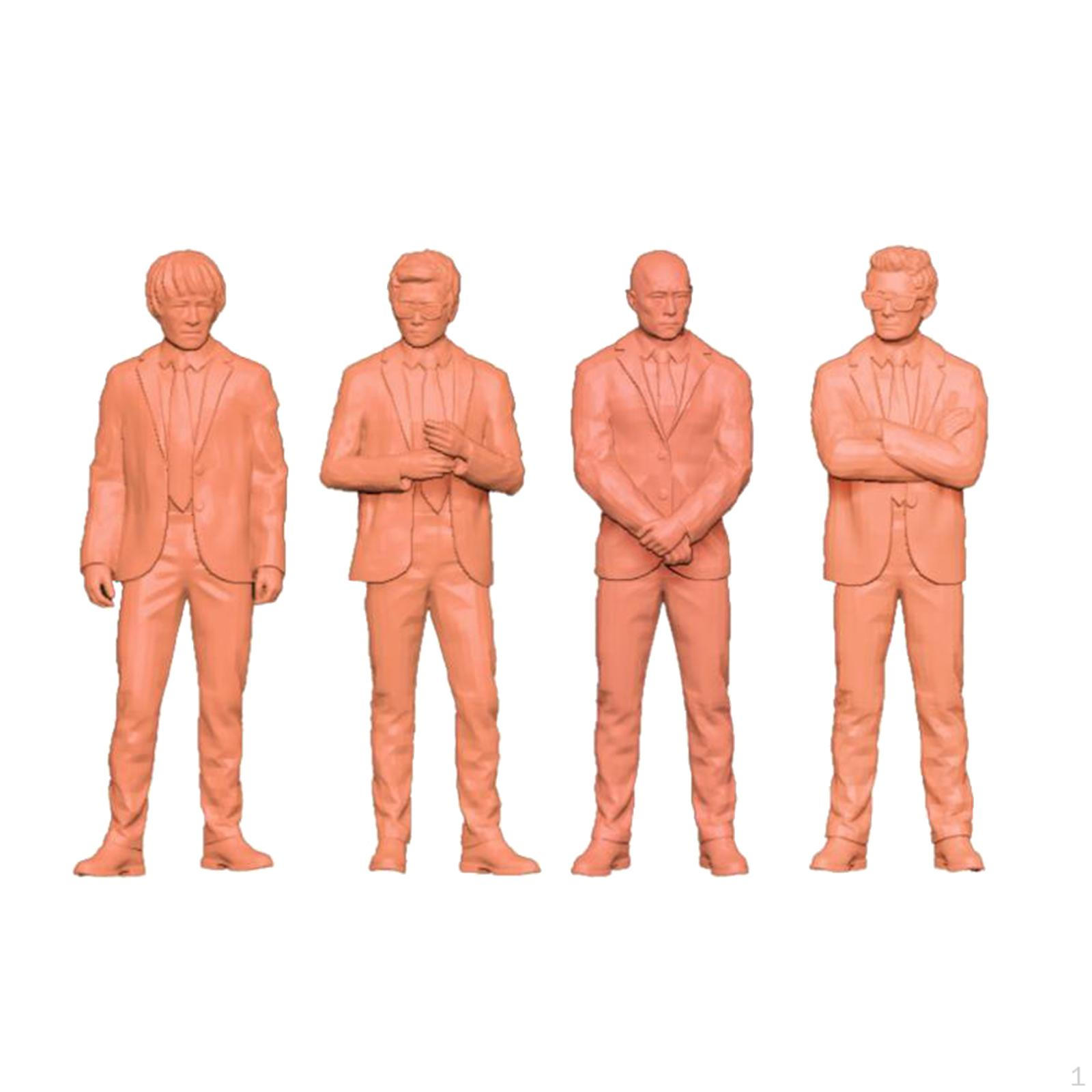 

4 Миниатюрные фигурки Модель бизнесмена Полимерная кукла Кукольный домик Фигурка в костюме Украшение для архитектурного 2cm