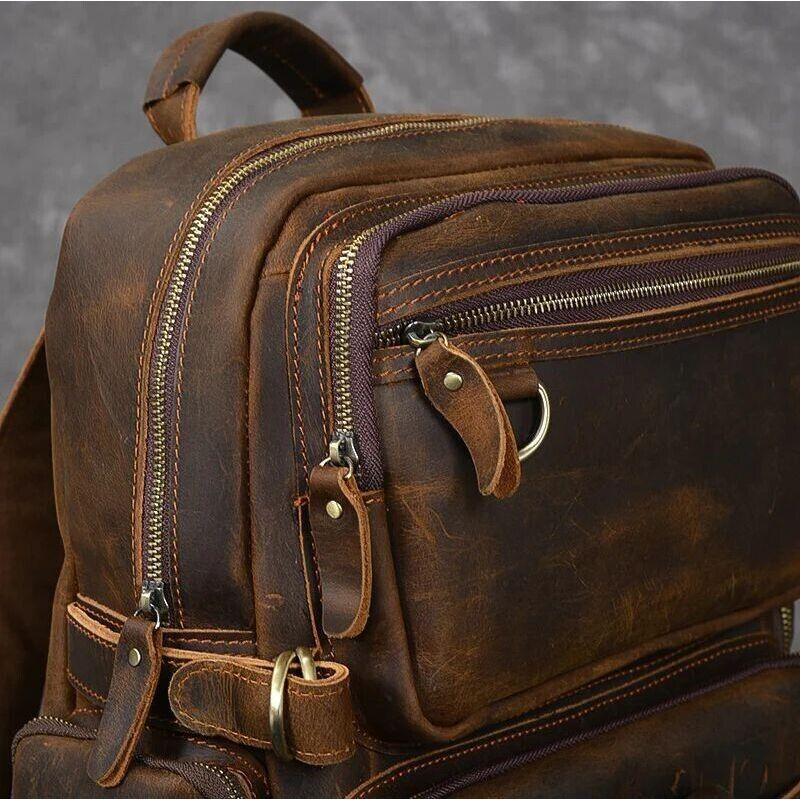 Büffelleder Rucksack Schultertasche Büro Laptop Rucksack Handtaschen 16 Zoll