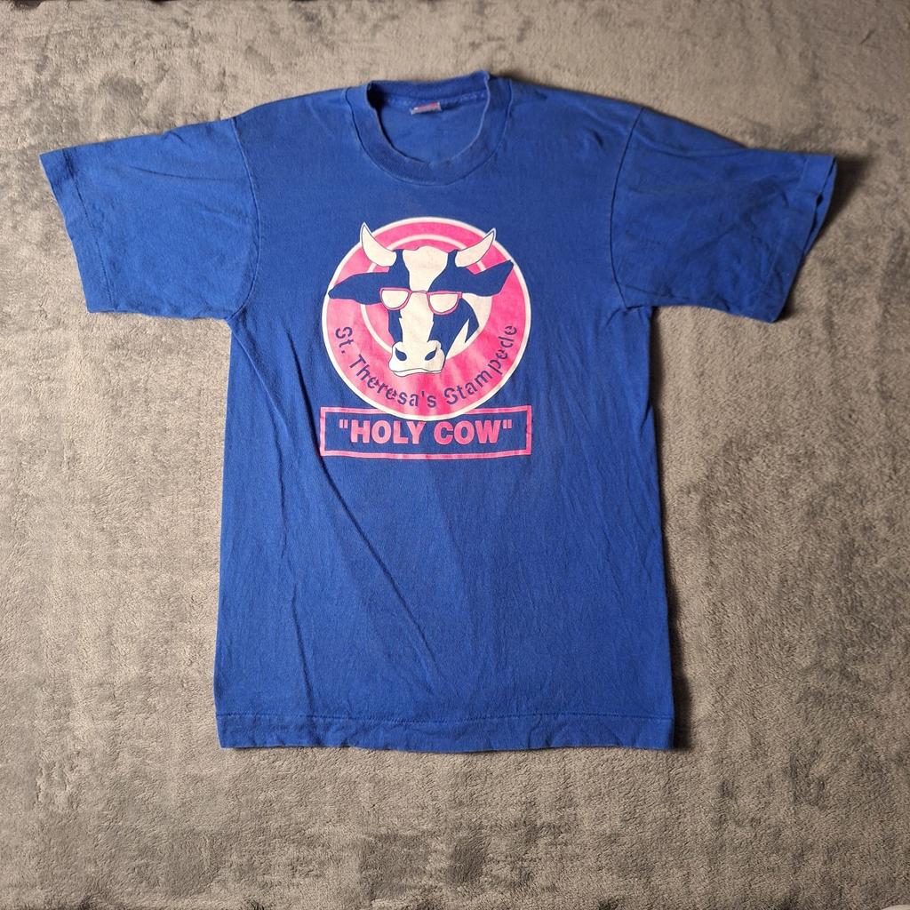 Vintage St. Theresa’s Stampede Holy Cow T-Shirt Blue 90s Single Stitch Small
