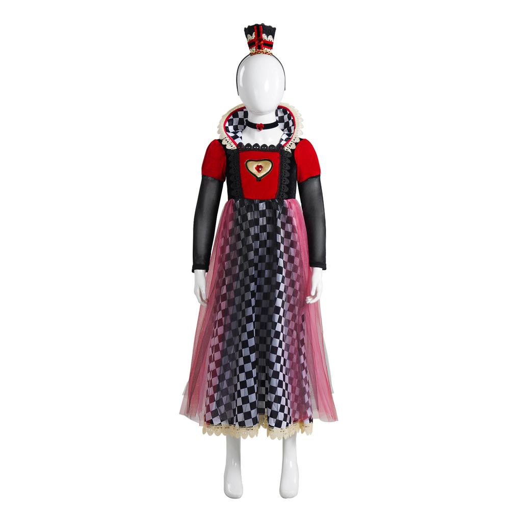Red Queen Cosplay Outfit, Alice in Wonderland Halloween Stage Performance Dress