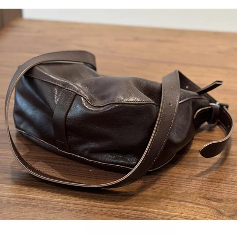 Johnature Simple Genuine Leather Women's Shoulder Bags Nature Soft Cowhide Solid Color Versatile Crossbody Bags