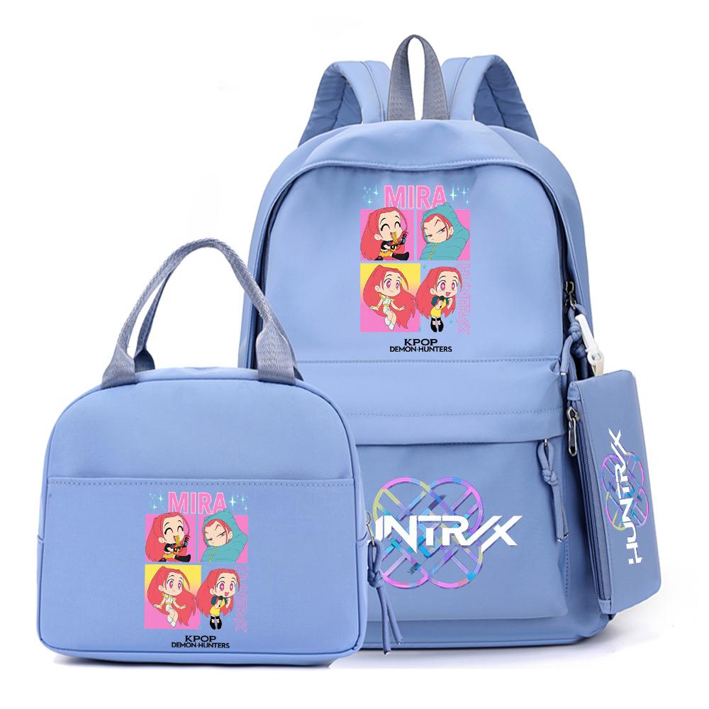 4Pcs/set Cartoon K-Pop Printed Backpack with Handbag Pencil Case for Teenager Student Boy Girl Schoolbag Bookbag Large Capacity Travel Bag Kid Gift