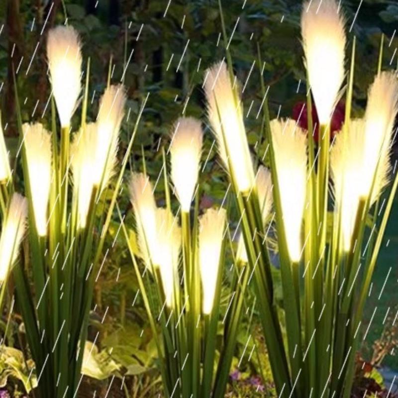 Solar Powered Reed Shaped Light Waterproof Outdoor Courtyard Lamp for Garden Park Road Courtyard Lawn Patio Decor Lighting