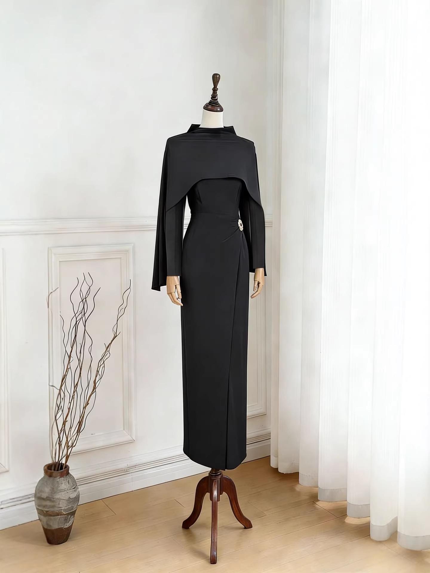 

2024 Spring/Autumn High-Quality Shawl & Slim-Fit Dress Set M