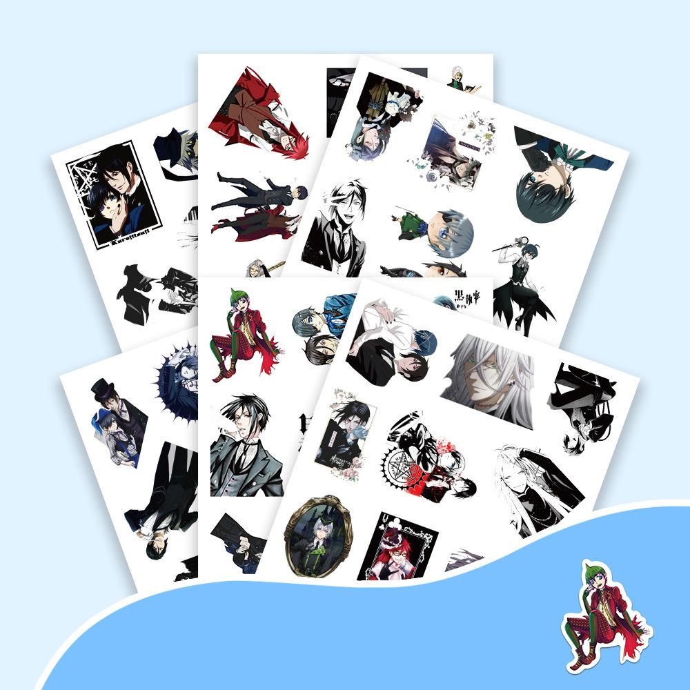 50Pcs Black Butler Anime Stickers Cartoon Decals For Diy Laptop Fridge Phone Skateboard Car - Waterproof Kids Toys